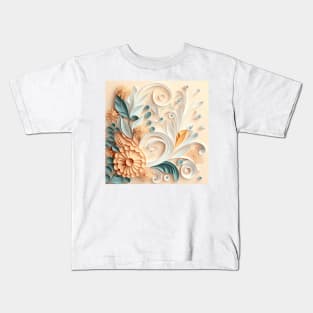 Beautiful floral design with delicate white and vanilla cream shades Kids T-Shirt